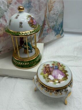 👍30%off Vintage Limoges Birdcage and Trinket Box with Jewelry #33tb